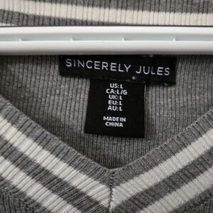 Sincerely Jules Gray and White Striped 2 Piece